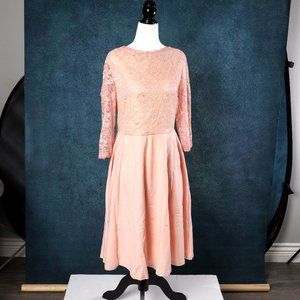 NWT Halcyeen | Pink Floral Lace-Bodice A-Line Dress - XL